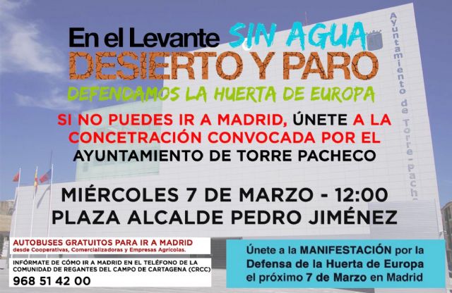El Ayuntamiento de Torre-Pacheco apoya el paro agrario y la manifestación del próximo miércoles 7 de marzo en Madrid