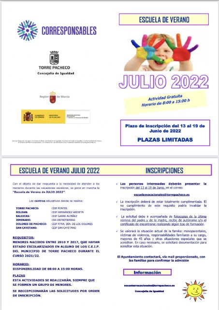 Abierto plazo de inscripción para la escuela de verano 2022