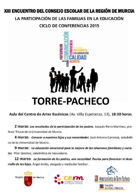 El Consejo Escolar Regional celebrará varias conferencias en Torre-Pacheco