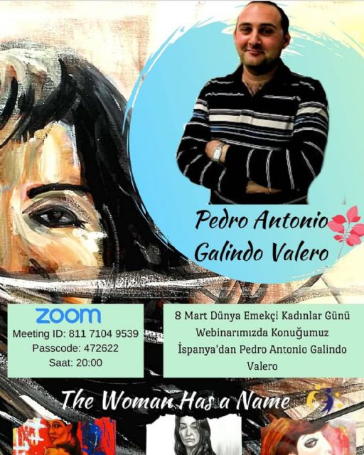 El artista y docente Pedro Antonio Galindo Valero en el proyecto educativo 'La Mujer Tiene un Nombre' (The Woman Has a Name)