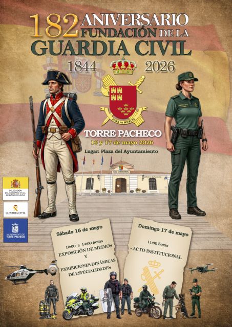 La Guardia Civil realizará una exhibición de medios y un acto castrense por la celebración del 182° aniversario de su fundación