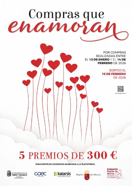 'COMPRAS QUE ENAMORAN', sorteo de 5 premios de 300 euros por comprar en el comercio local