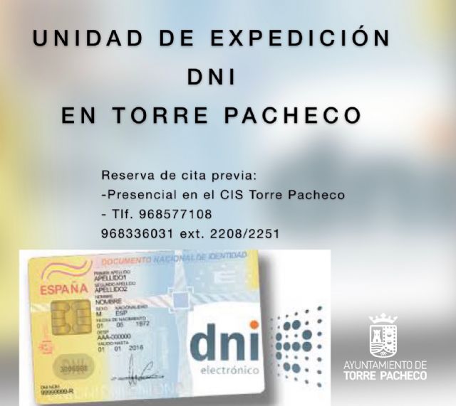 Nueva cita el 3 de junio. Cita previa DNI en Torre Pacheco