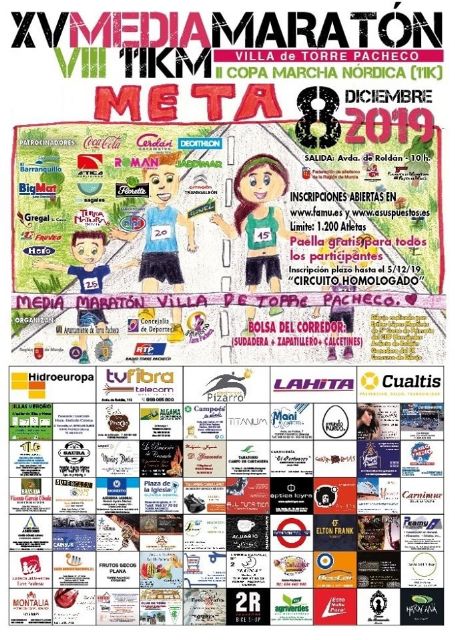 El 8 de diciembre, Torre Pacheco celebra 15 años de media maratón