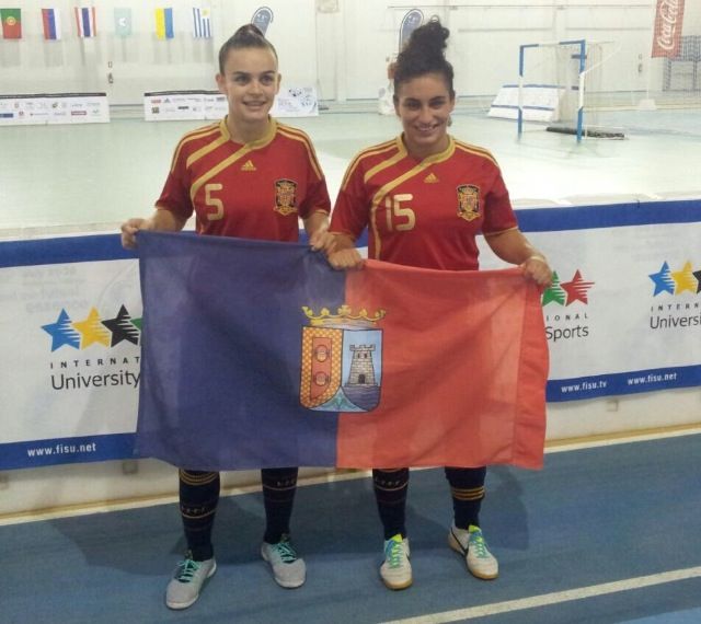Las jugadoras del Roldan FSF, Marta Peñalver y Mayte Mateo, subcampeonas con la selección española en el Campeonato Universitario Mundial de Fútbol Sala