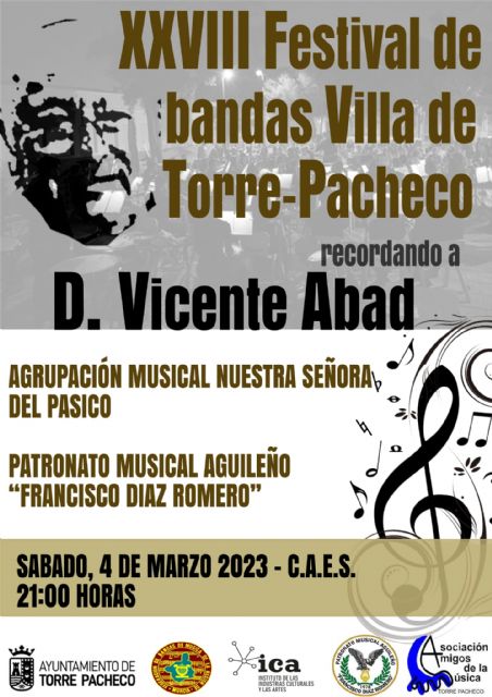 XXVIII Festival de Bandas de Música “Villa de Torre Pacheco” el próximo sábado en Torre Pacheco