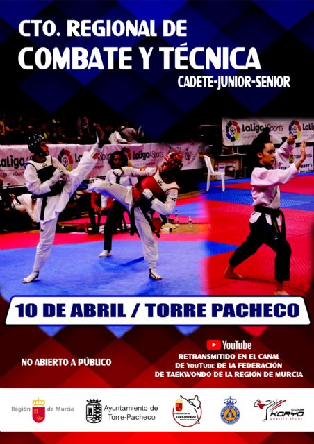 Torre Pacheco acoge el Campeonato Regional de Combate y Técnica y los Premios al Taekwondo Región de Murcia el sábado 10 de abril