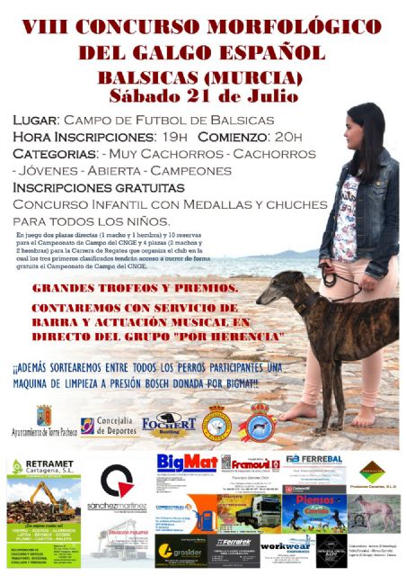 VIII Concurso Morfológico del Galgo Español en Balsicas el próximo sábado 21 de julio