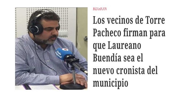 No se debatirá la moción para nombrar a Laureano Buendía como Cronista Oficial de la Villa